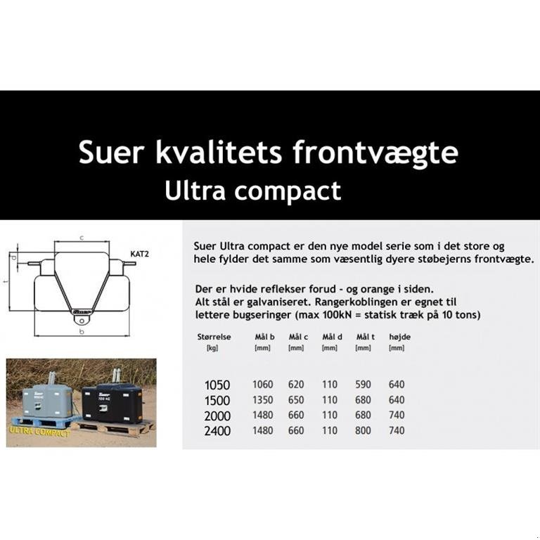 Frontgewicht tip Suer 2000 kg ultra kompakt - www.suer.dk  GRATIS LEVERING, Gebrauchtmaschine in Tønder (Poză 2)